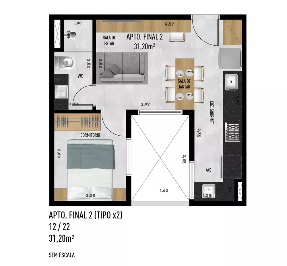 Apartamento, 2 quartos, 37 m² - Foto 16