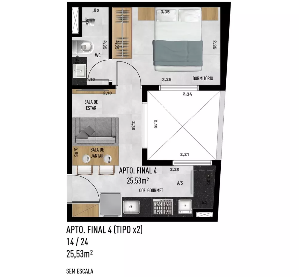 Apartamento, 2 quartos, 37 m² - Foto 9