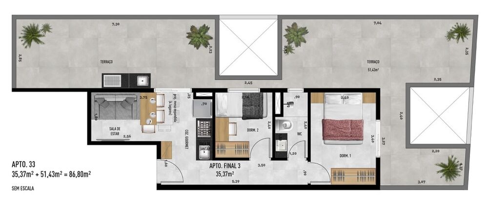 Apartamento, 2 quartos, 37 m² - Foto 24
