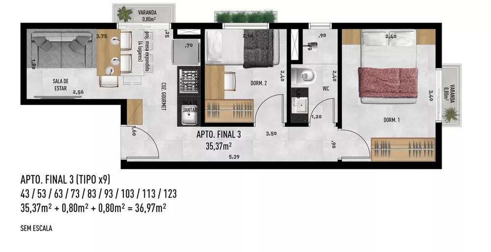 Apartamento, 2 quartos, 37 m² - Foto 21