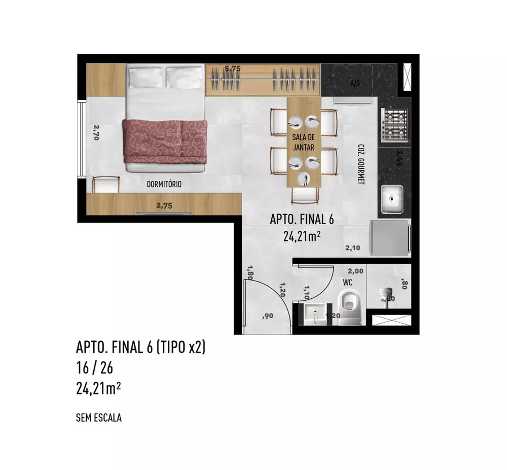 Apartamento, 2 quartos, 37 m² - Foto 8