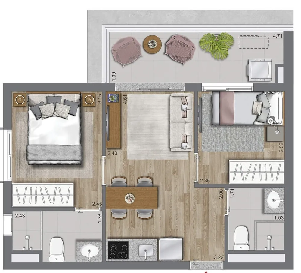 Apartamento, 2 quartos, 46 m² - Foto 5