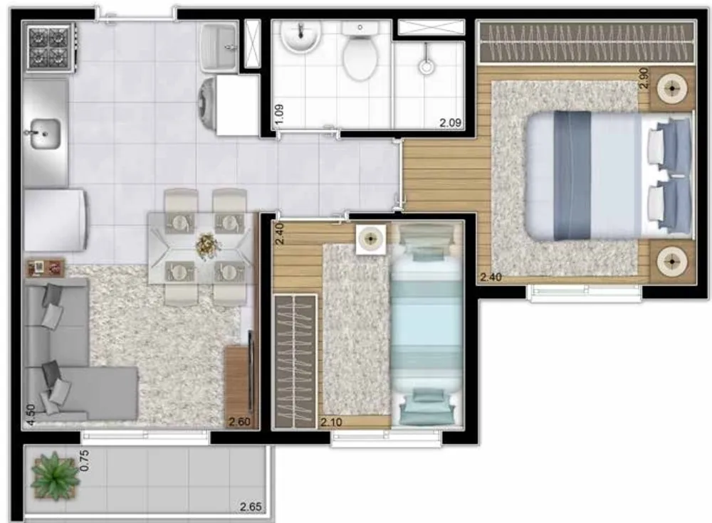 Apartamento, 2 quartos, 35 m² - Foto 3