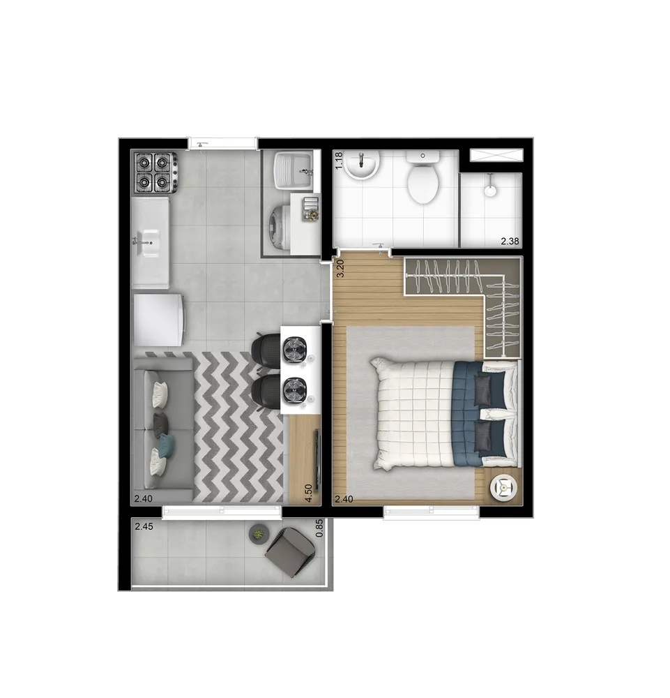Apartamento, 2 quartos, 36 m² - Foto 7