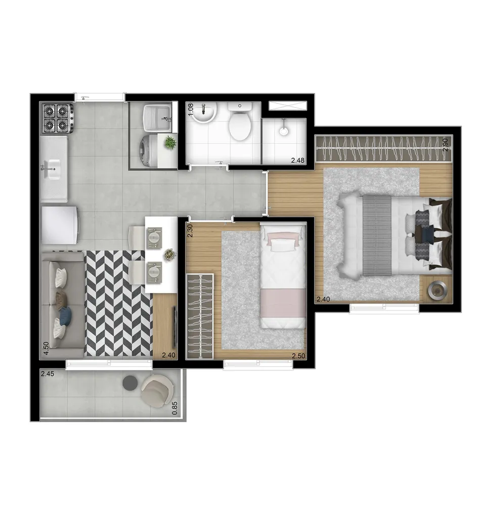 Apartamento, 2 quartos, 36 m² - Foto 8