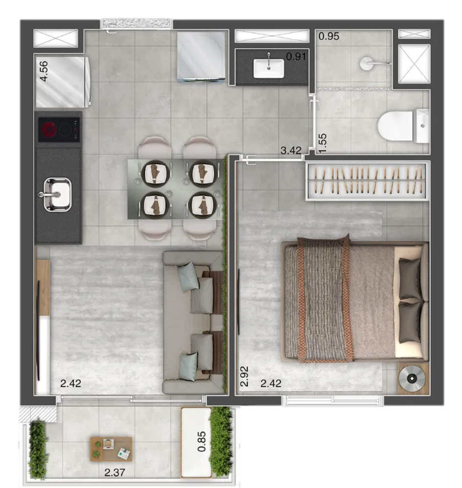 Apartamento, 1 quarto, 28 m² - Foto 4