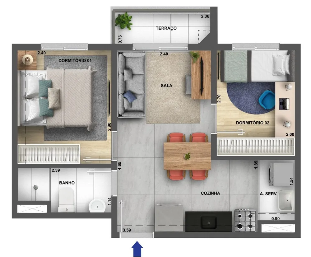 Apartamento, 2 quartos, 36 m² - Foto 10