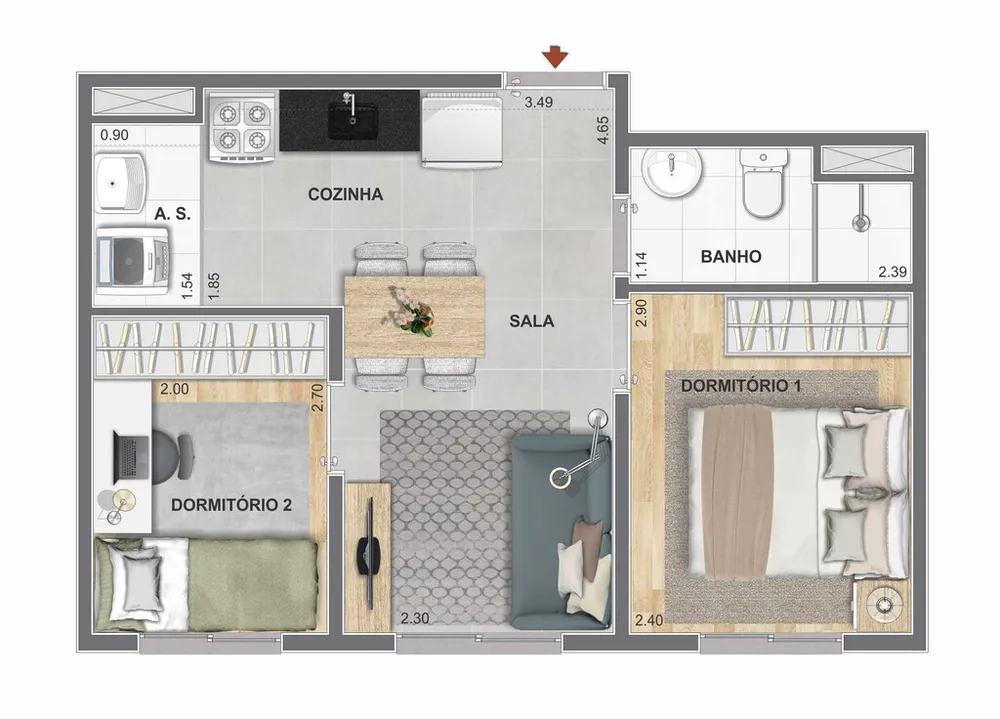 Apartamento, 2 quartos, 34 m² - Foto 8