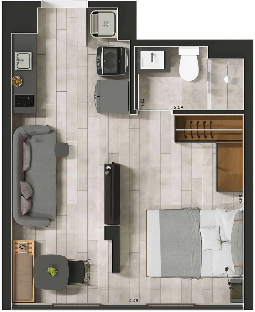 Apartamento, 1 quarto, 24 m² - Foto 2