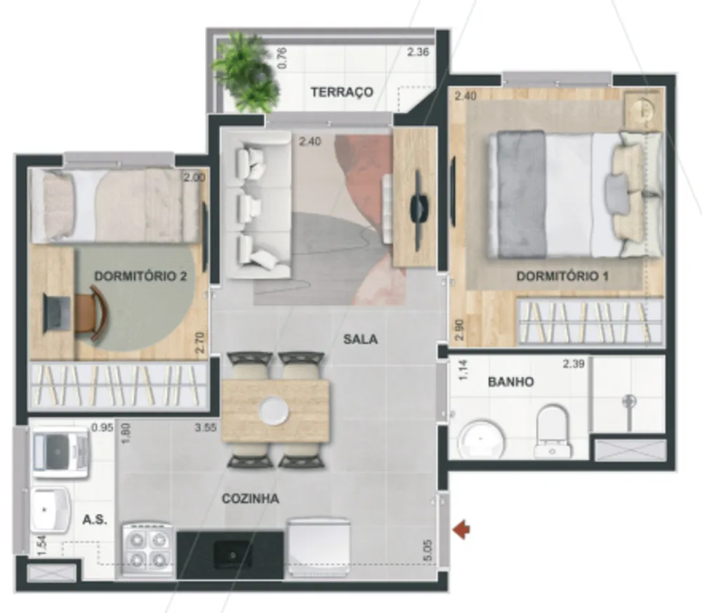 Apartamento, 2 quartos, 34 m² - Foto 11