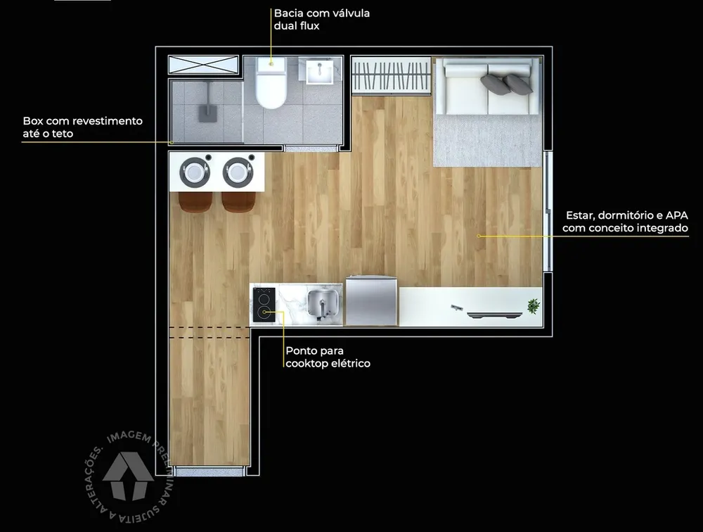 Apartamento, 1 quarto, 20 m² - Foto 4