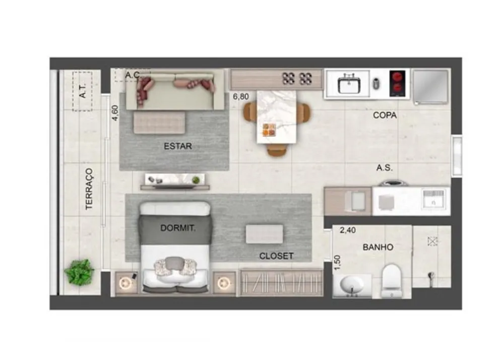 Apartamento, 1 quarto, 36 m² - Foto 6
