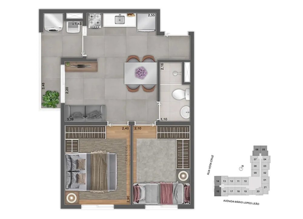 Apartamento, 2 quartos, 35 m² - Foto 3