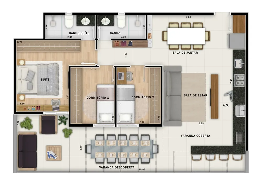 Apartamento, 3 quartos, 64 m² - Foto 1