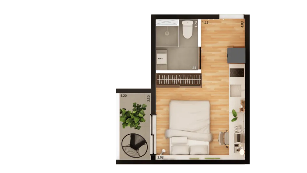 Apartamento, 1 quarto, 17 m² - Foto 12