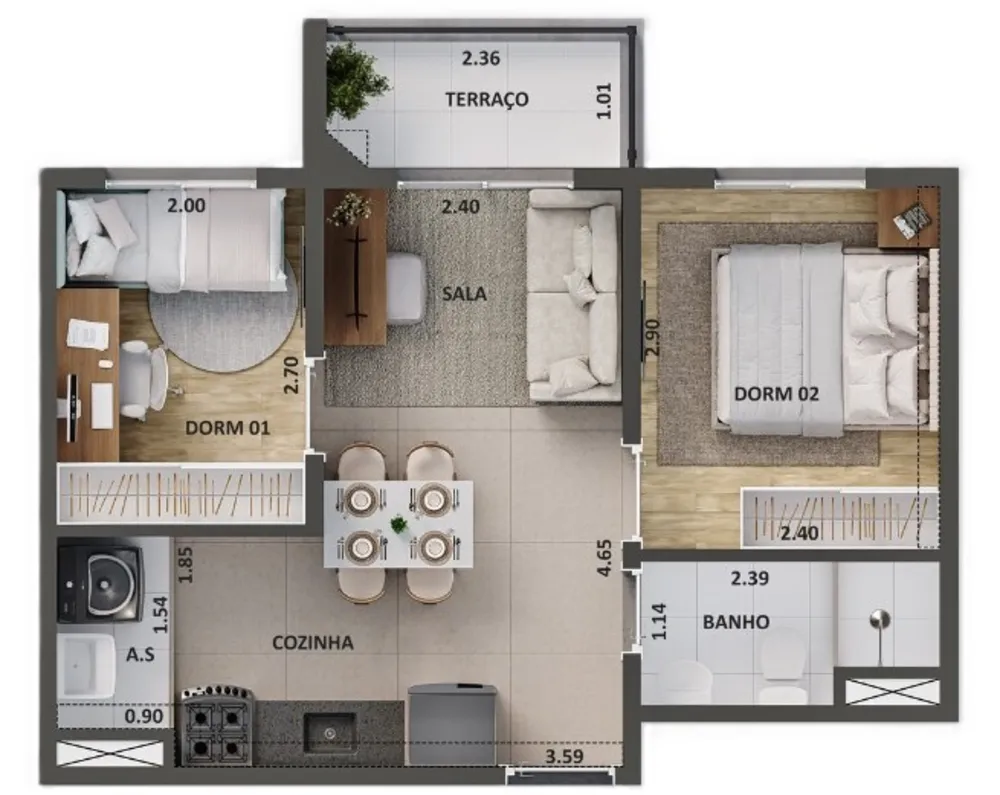Apartamento, 2 quartos, 52 m² - Foto 5
