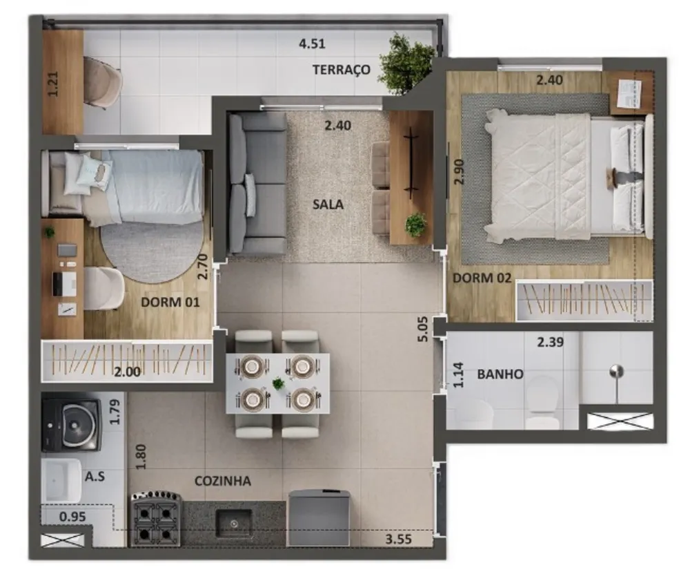 Apartamento, 2 quartos, 52 m² - Foto 8