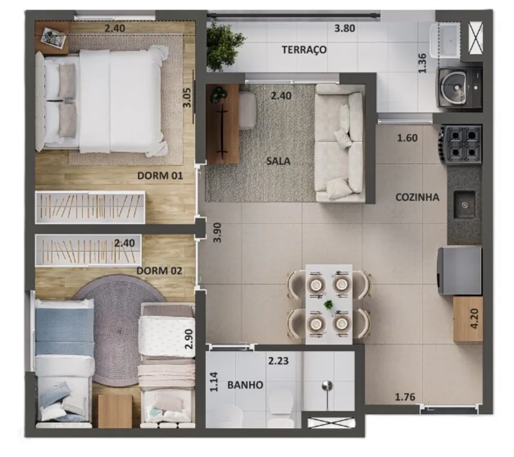 Apartamento, 2 quartos, 52 m² - Foto 4