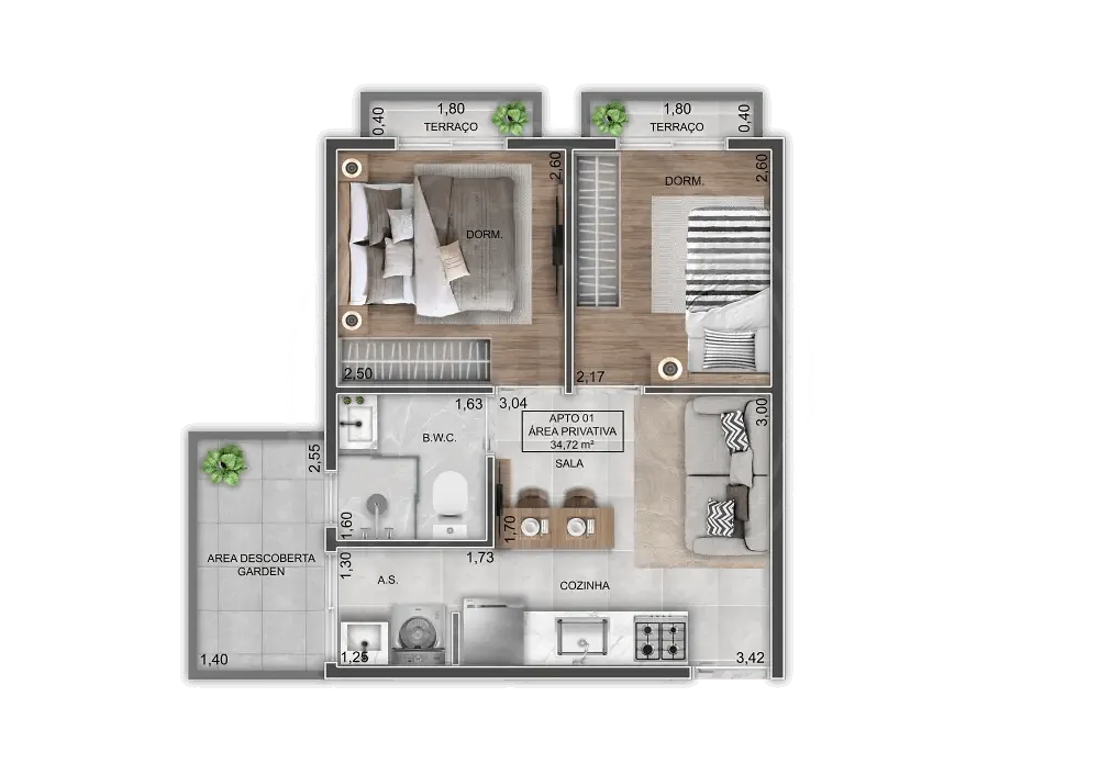 Apartamento, 2 quartos, 30 m² - Foto 7