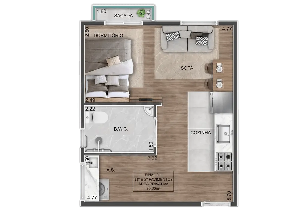 Apartamento, 2 quartos, 30 m² - Foto 8