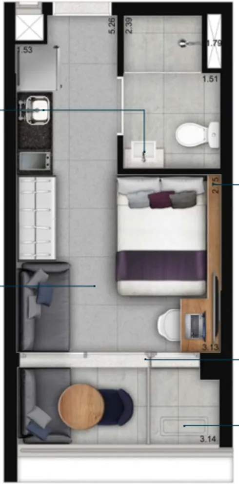 Apartamento, 1 quarto, 30 m² - Foto 2