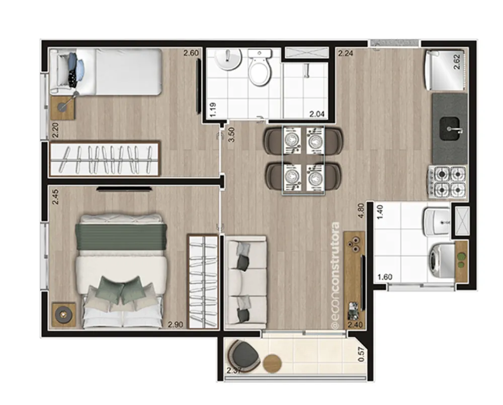 Apartamento, 2 quartos, 37 m² - Foto 8