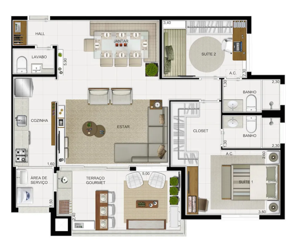 Apartamento, 2 quartos, 142 m² - Foto 8