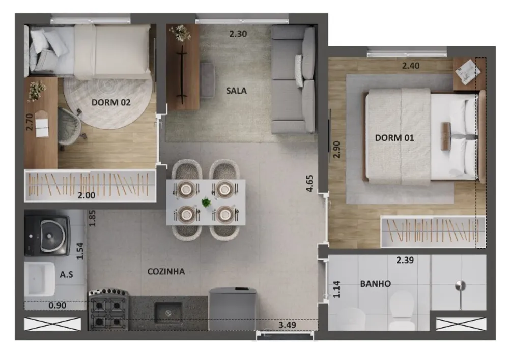 Apartamento, 2 quartos, 34 m² - Foto 7