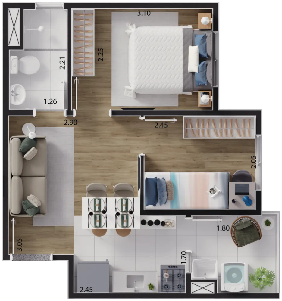 Apartamento, 2 quartos, 33 m² - Foto 8