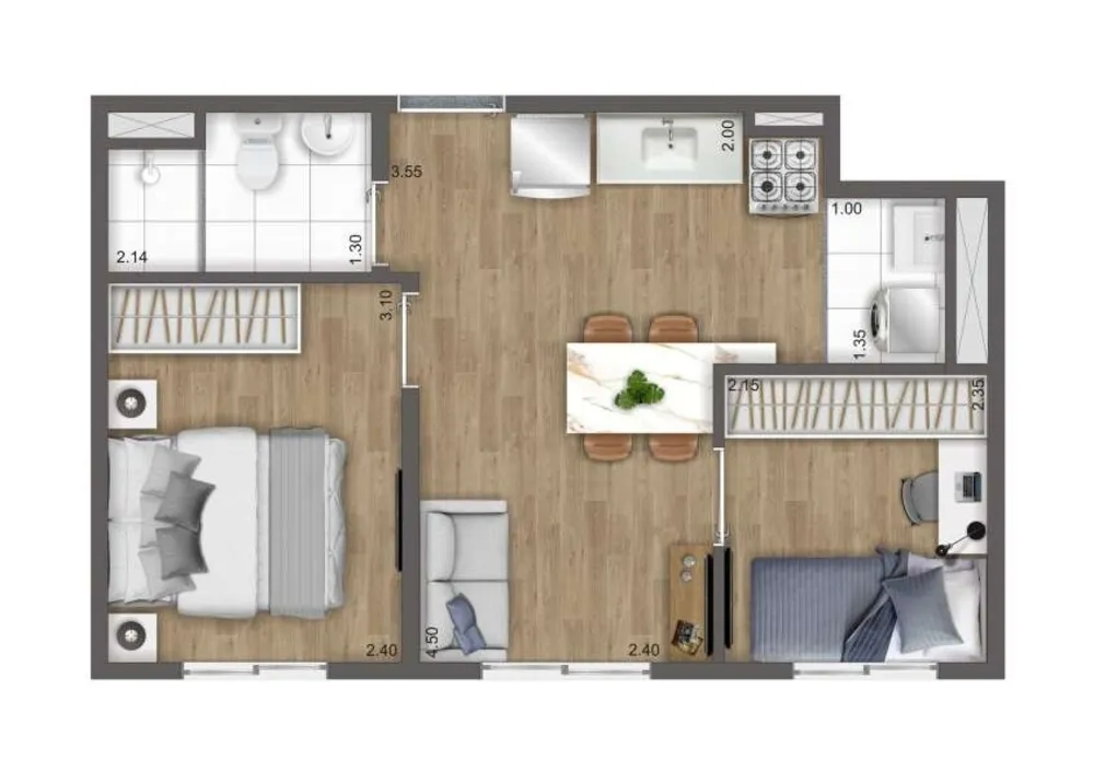 Apartamento, 2 quartos, 34 m² - Foto 8
