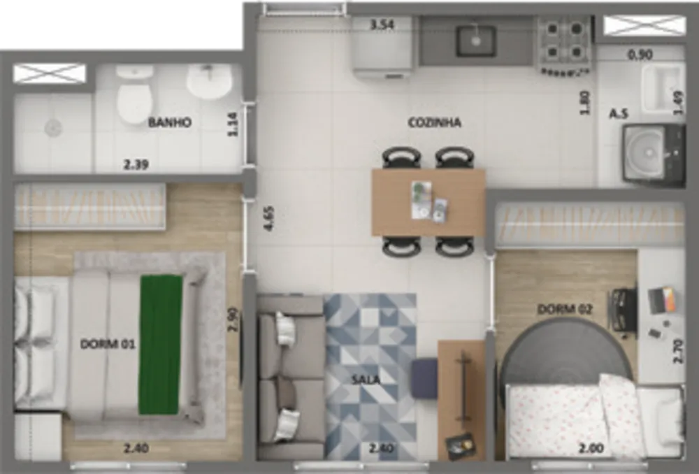 Apartamento, 2 quartos, 34 m² - Foto 8