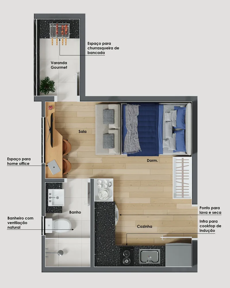 Apartamento, 1 quarto, 20 m² - Foto 6
