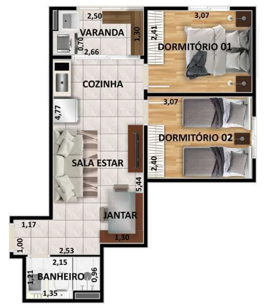Apartamento, 2 quartos, 61 m² - Foto 4