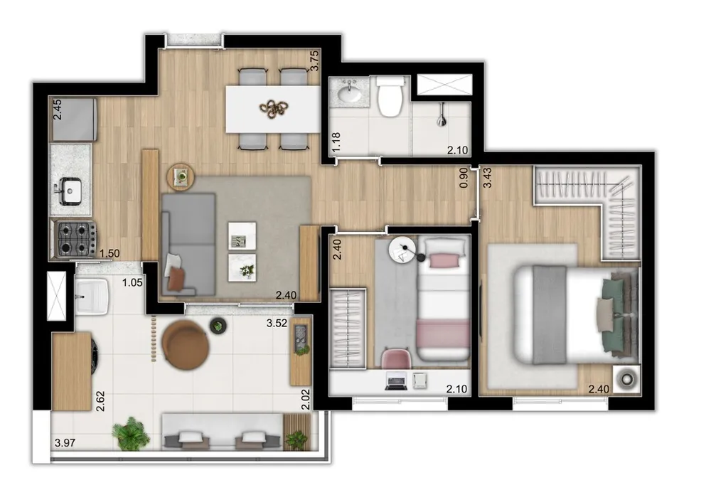 Apartamento, 1 quarto, 46 m² - Foto 11