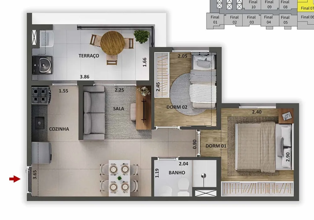 Apartamento, 2 quartos, 52 m² - Foto 4