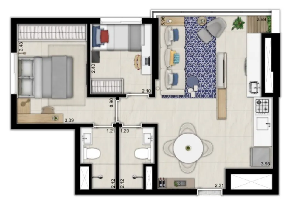 Apartamento, 3 quartos, 59 m² - Foto 7
