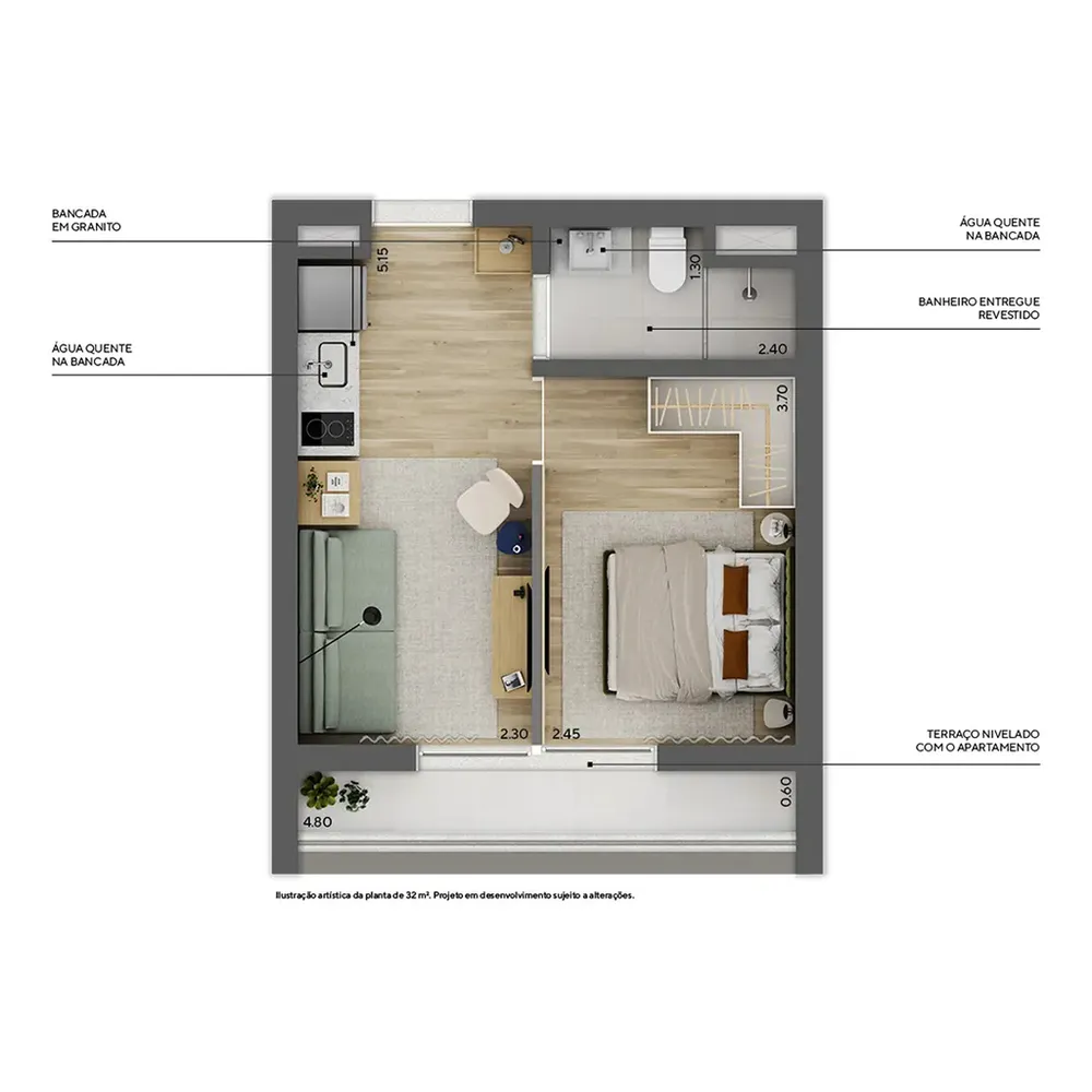 Apartamento, 1 quarto, 28 m² - Foto 9