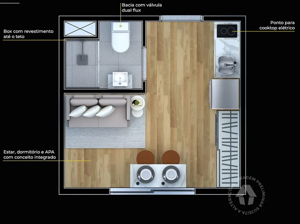 Apartamento, 1 quarto, 15 m² - Foto 6