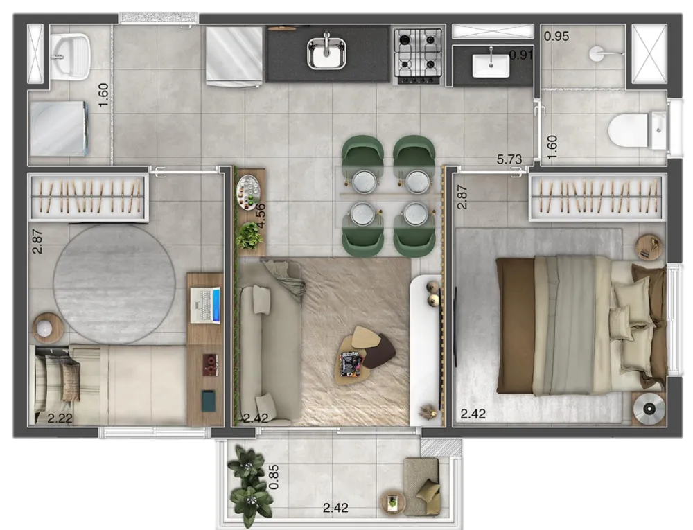Apartamento, 2 quartos, 35 m² - Foto 2