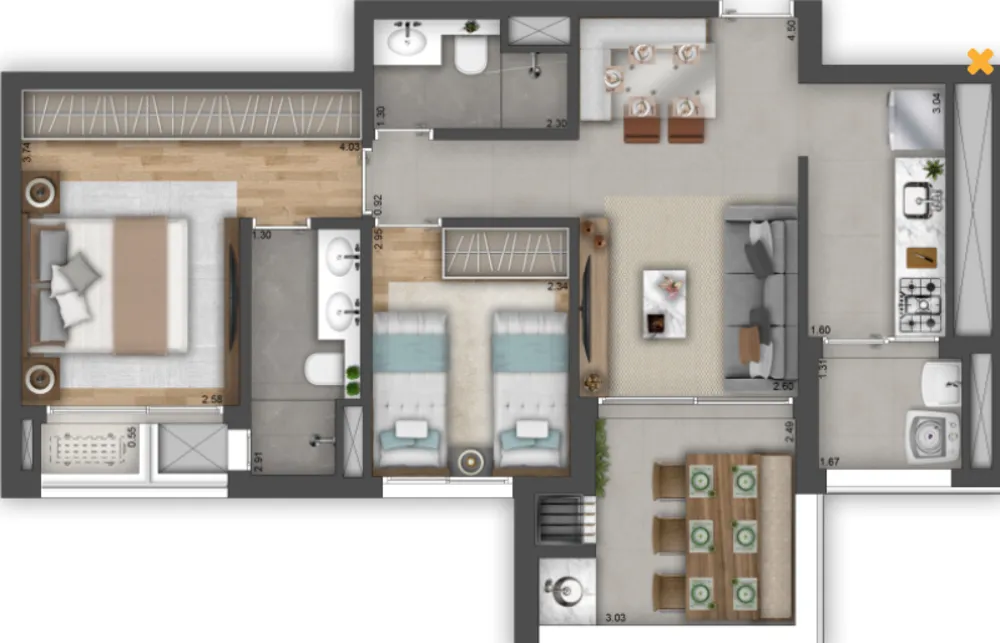 Apartamento, 1 quarto, 38 m² - Foto 3