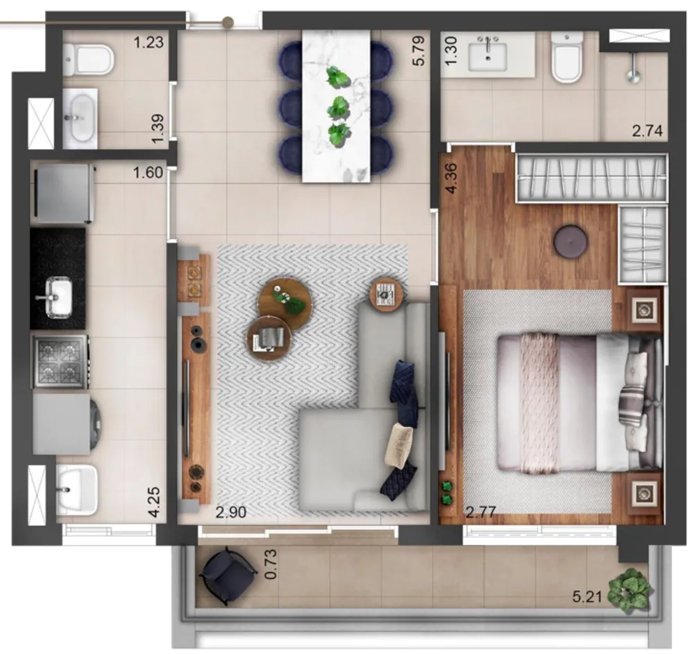 Apartamento, 1 quarto, 51 m² - Foto 2