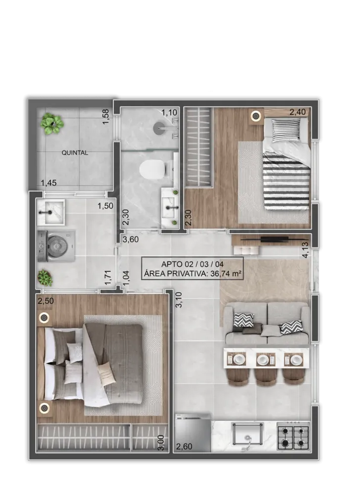 Apartamento, 2 quartos, 34 m² - Foto 4