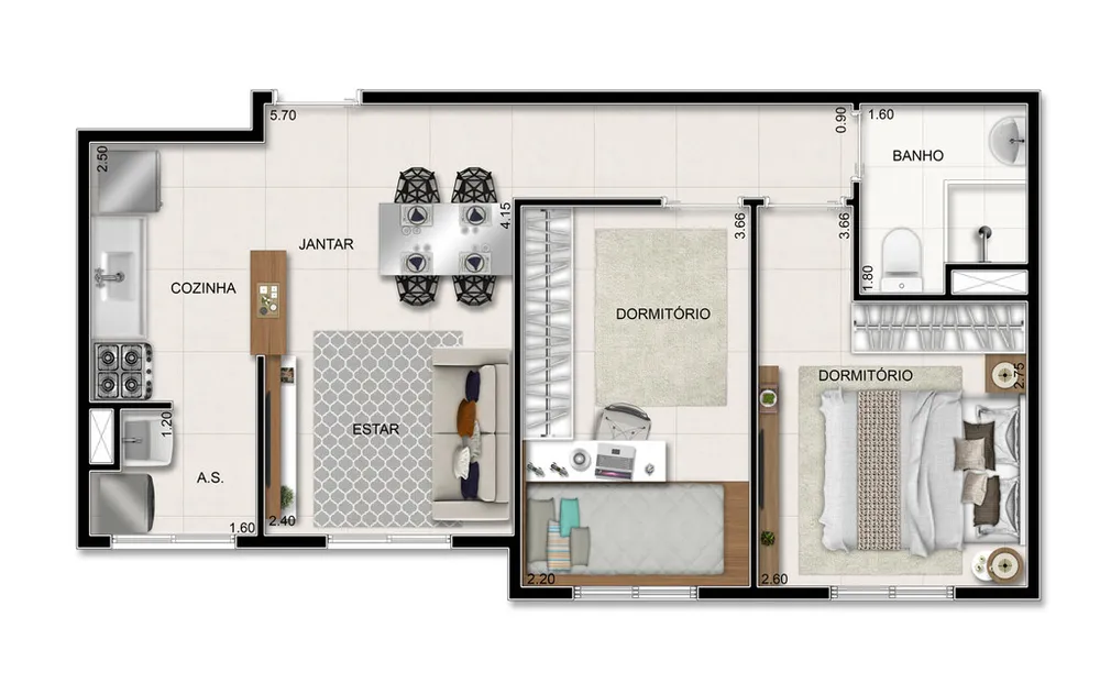 Apartamento, 2 quartos, 43 m² - Foto 8