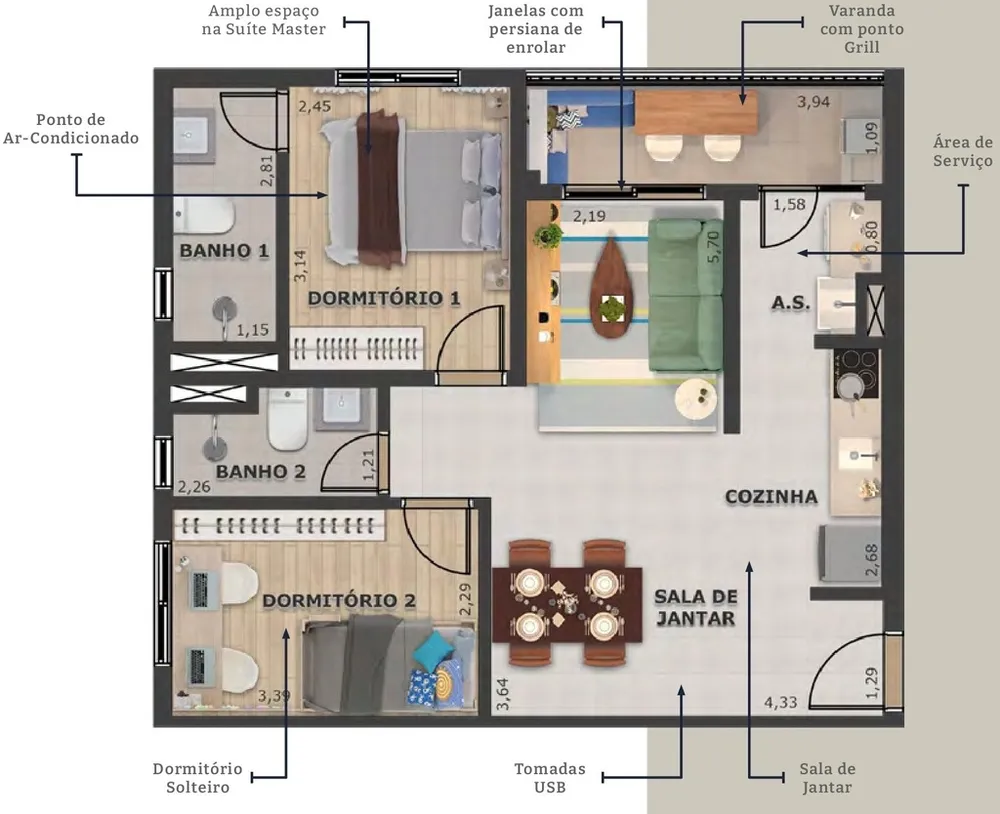 Apartamento, 2 quartos, 47 m² - Foto 7