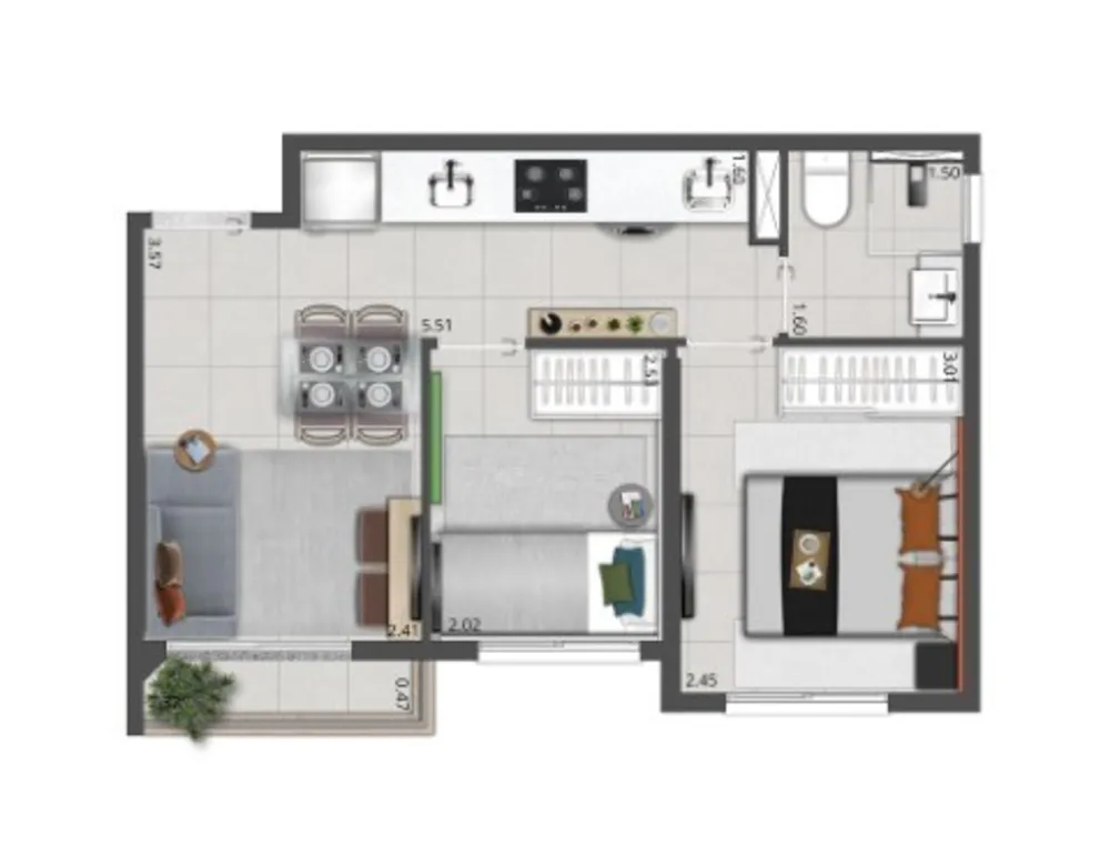 Apartamento, 2 quartos, 41 m² - Foto 3