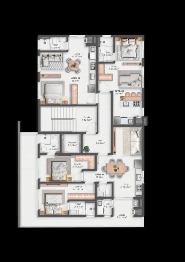 Apartamento, 1 quarto, 36 m² - Foto 3
