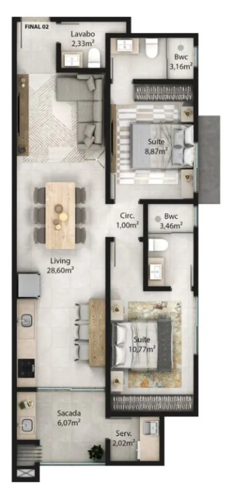 Apartamento, 2 quartos, 84 m² - Foto 2