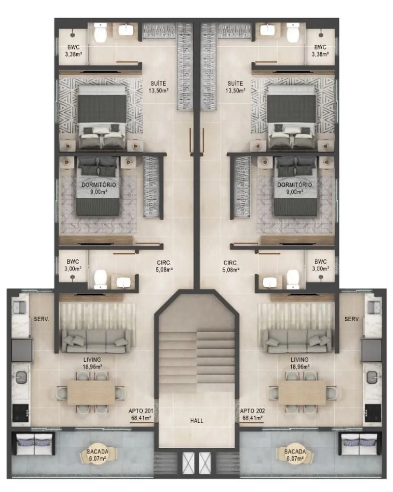 Apartamento, 2 quartos, 71 m² - Foto 3