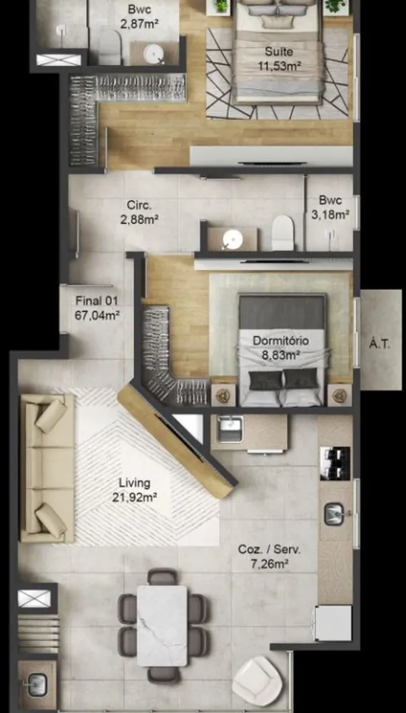 Apartamento, 2 quartos, 118 m² - Foto 2