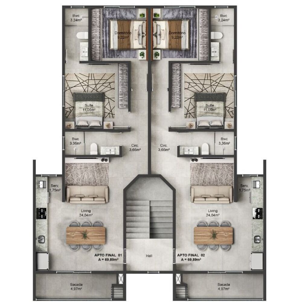 Apartamento, 2 quartos, 70 m² - Foto 2